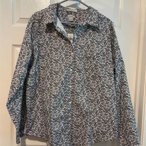 L.L. Bean Black and White Floral Shirt. NWT